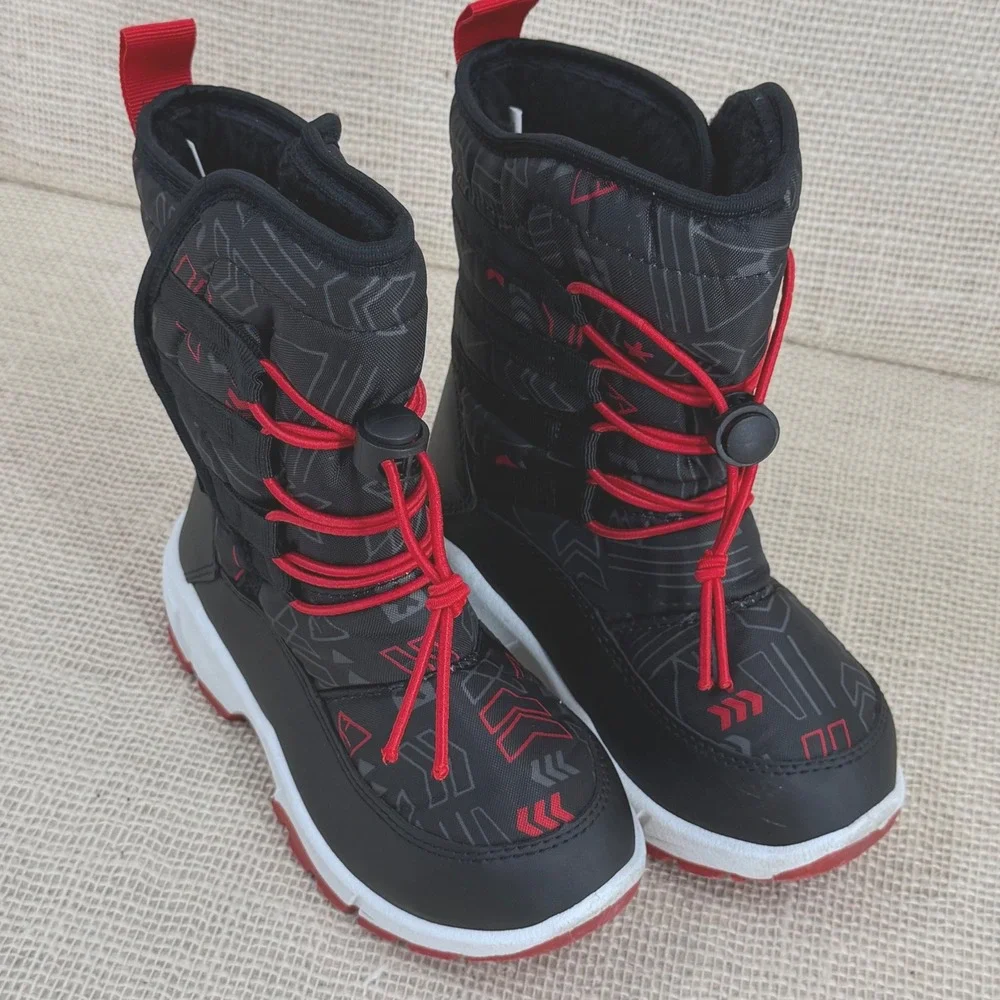 Merence Kids Black Red Faux Fur Lined Snow Boots Size EU 28‎ US 11 Toddler